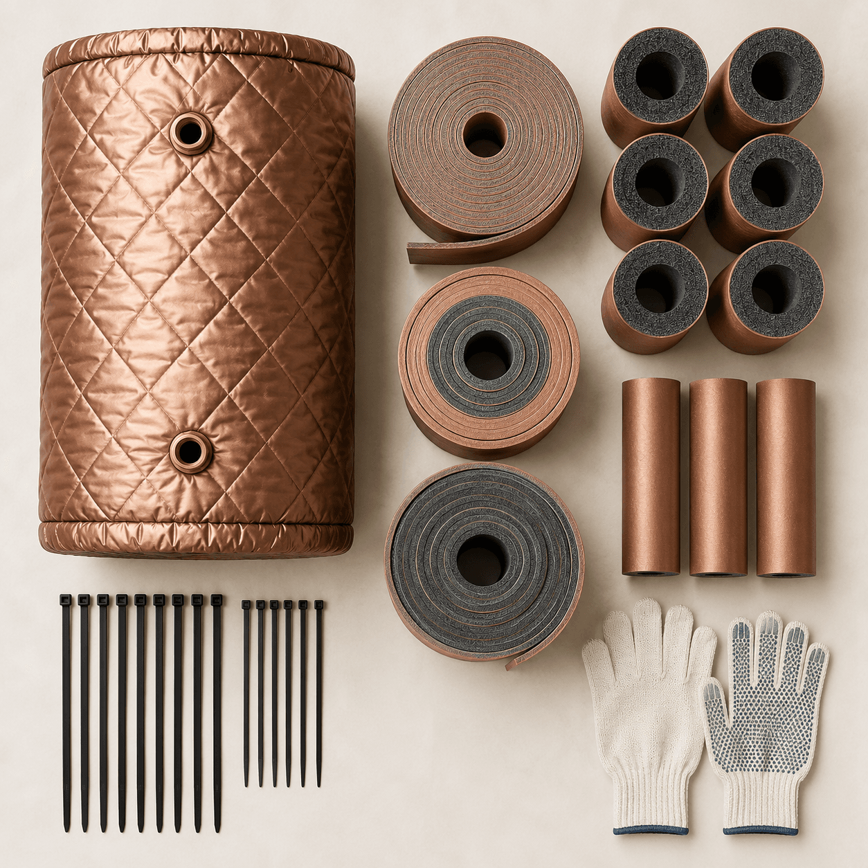 Loft Tank & Pipe Insulation Kit — flat lay showing every included part