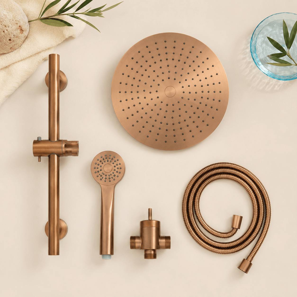 Rain & Handheld Shower Combo — flat lay showing every included part