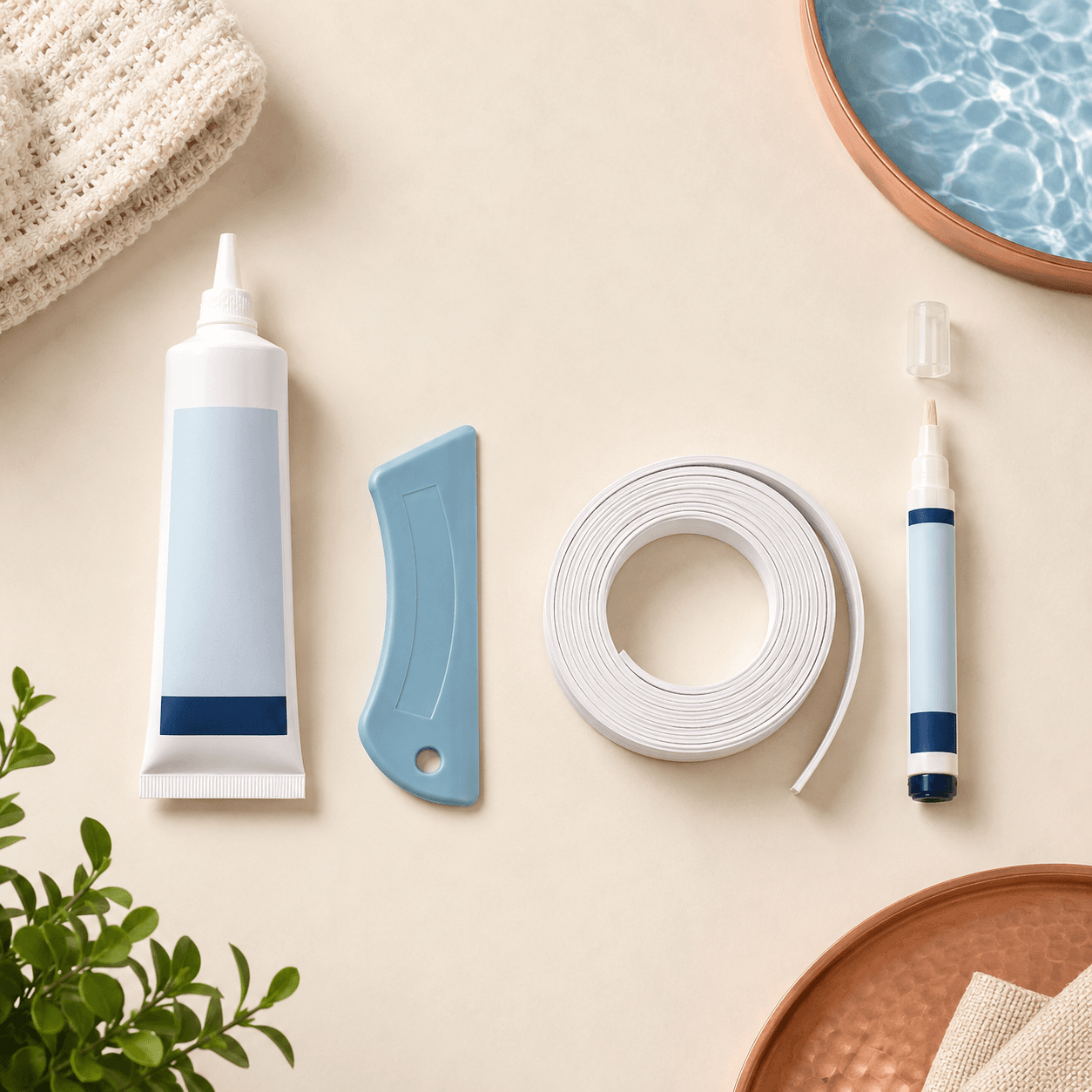 Shower Sealing & Anti-Mould Kit — flat lay showing every included part